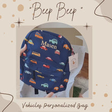 Load and play video in Gallery viewer, &quot;Beep Beep&quot; Vehicles Personalized Bag
