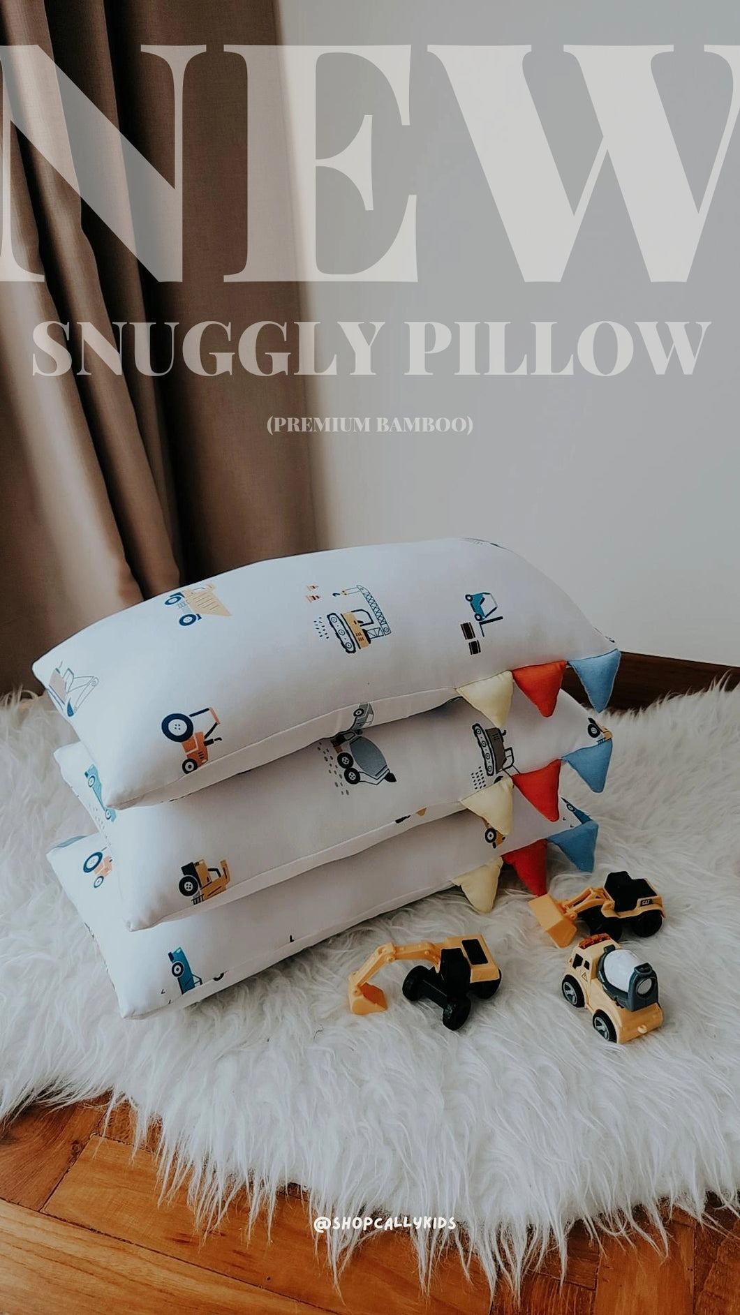 Snuggly Pillow - Construction Vehicles (Premium Bamboo)