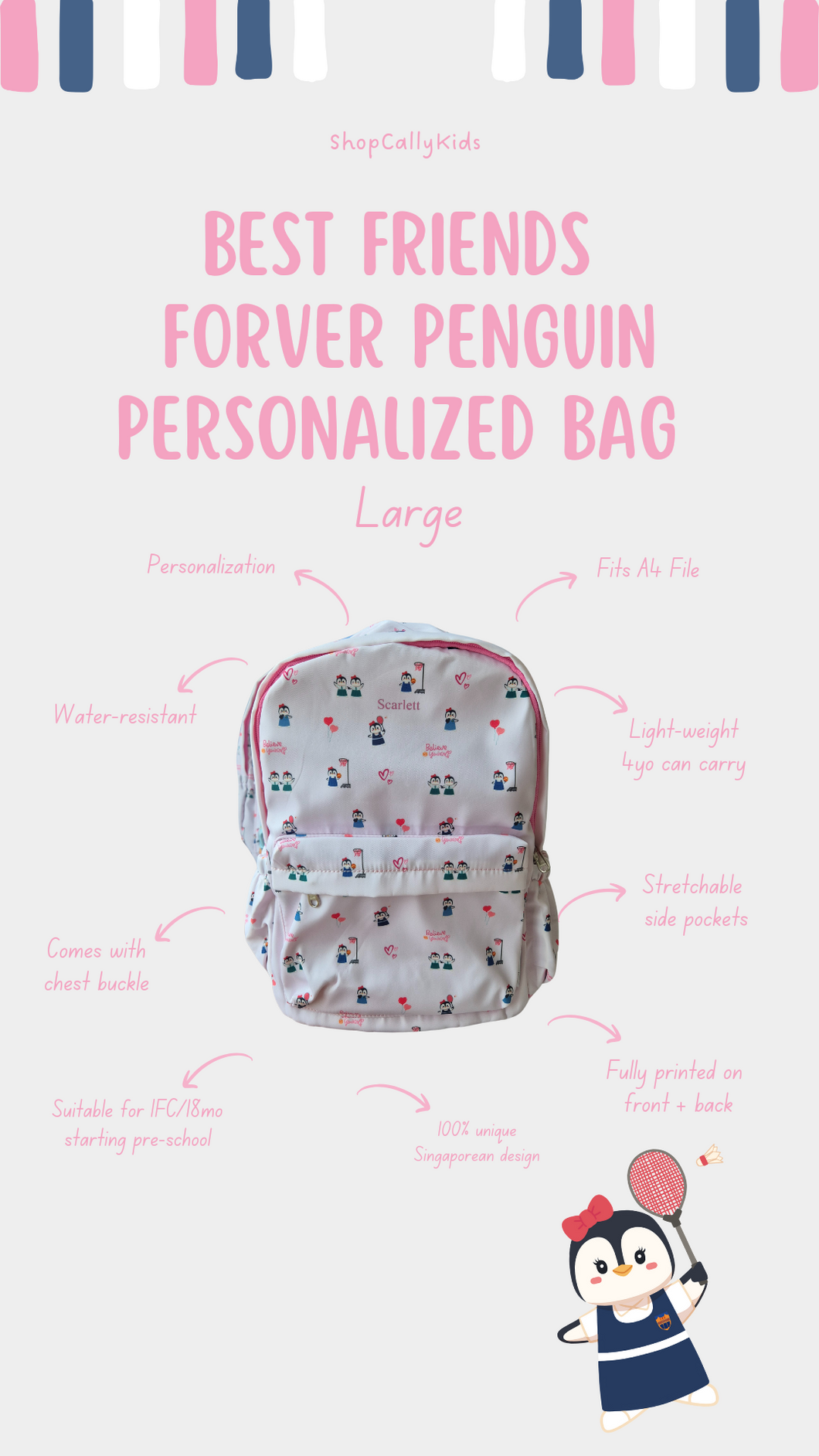 *NEW* Best Friends Forever Penguins Personalized Bag (Large)