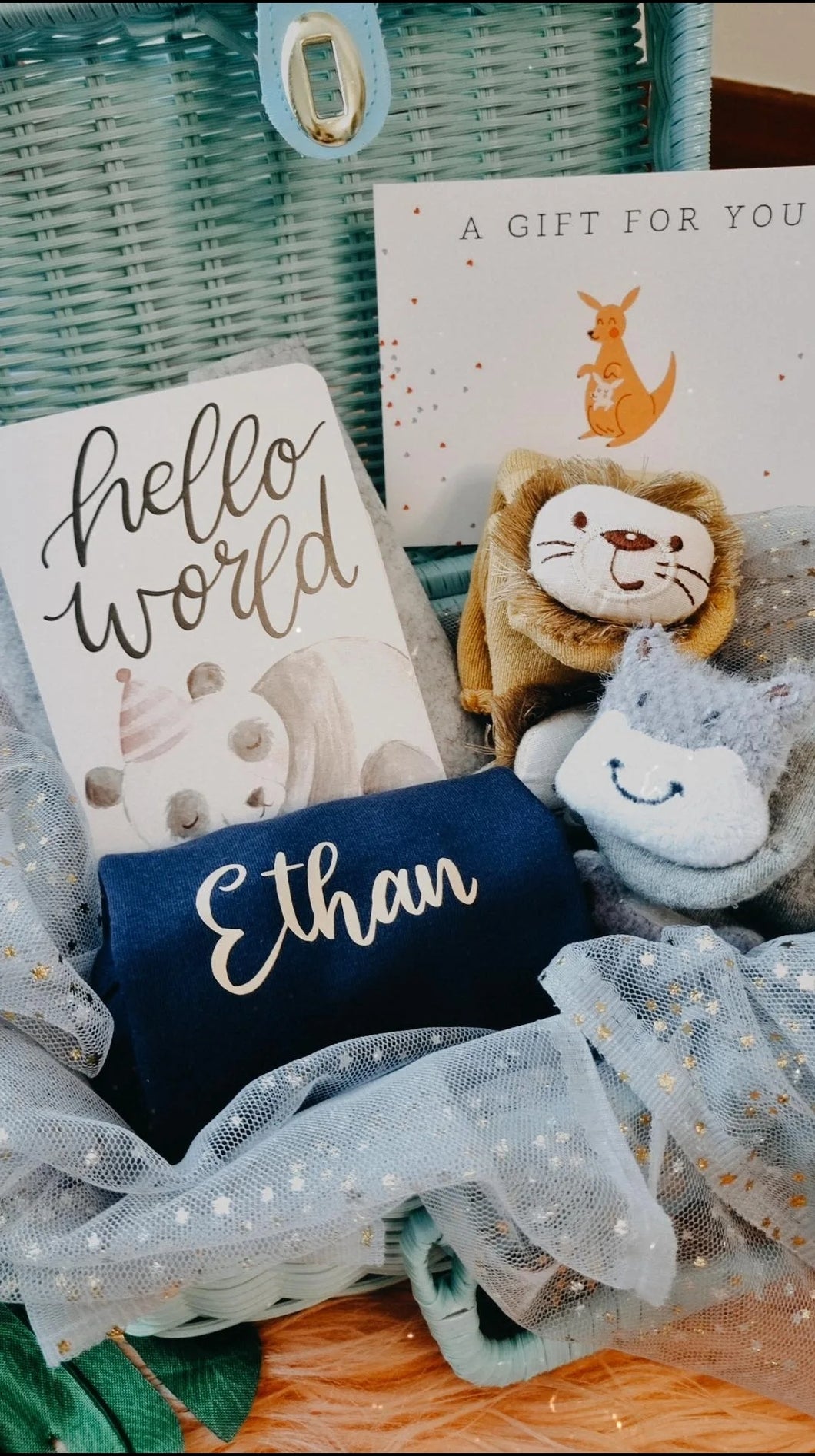 Newborn Baby Boy Personalized Gift Set (Navy Blue)